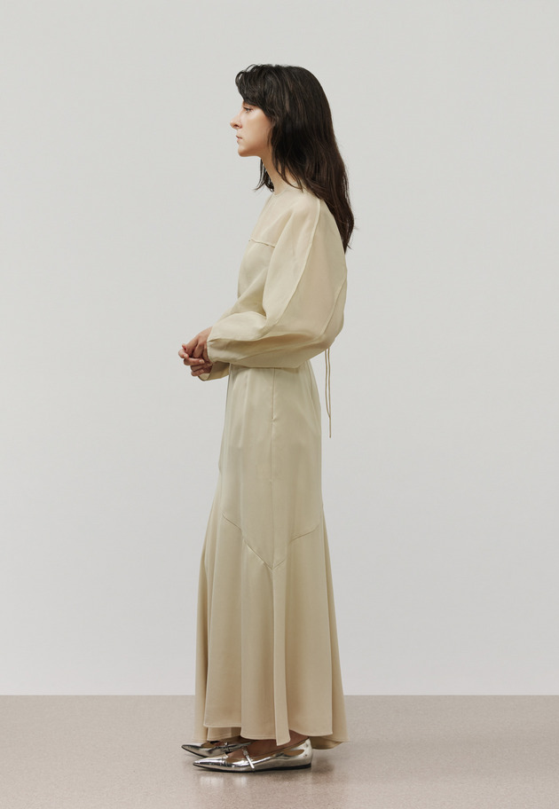 CUPRA BIAS FLARED SKIRT / キュプラバイアスフレアスカート 詳細画像 Beige 3