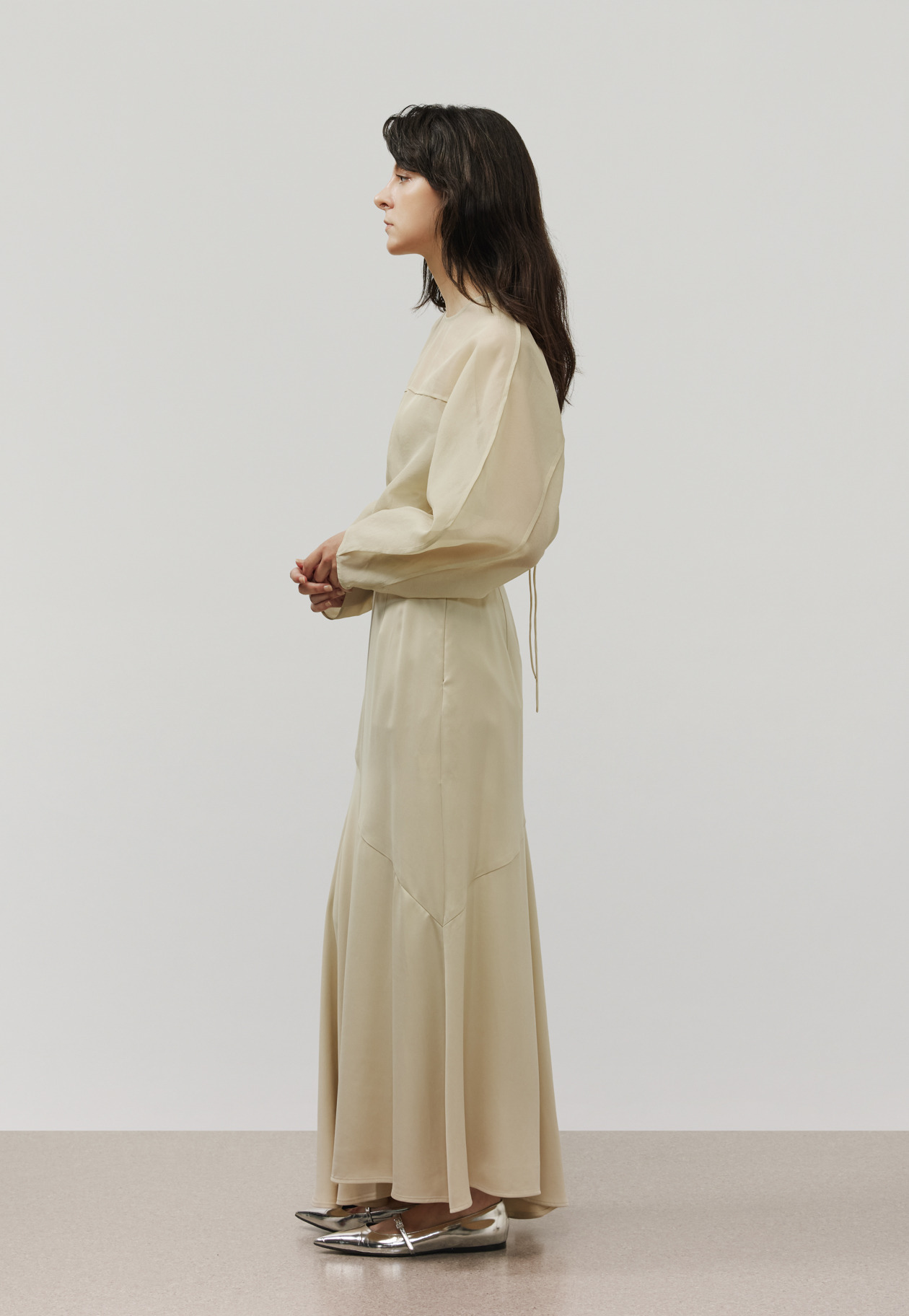 CUPRA BIAS FLARED SKIRT / キュプラバイアスフレアスカート 詳細画像 Beige 3