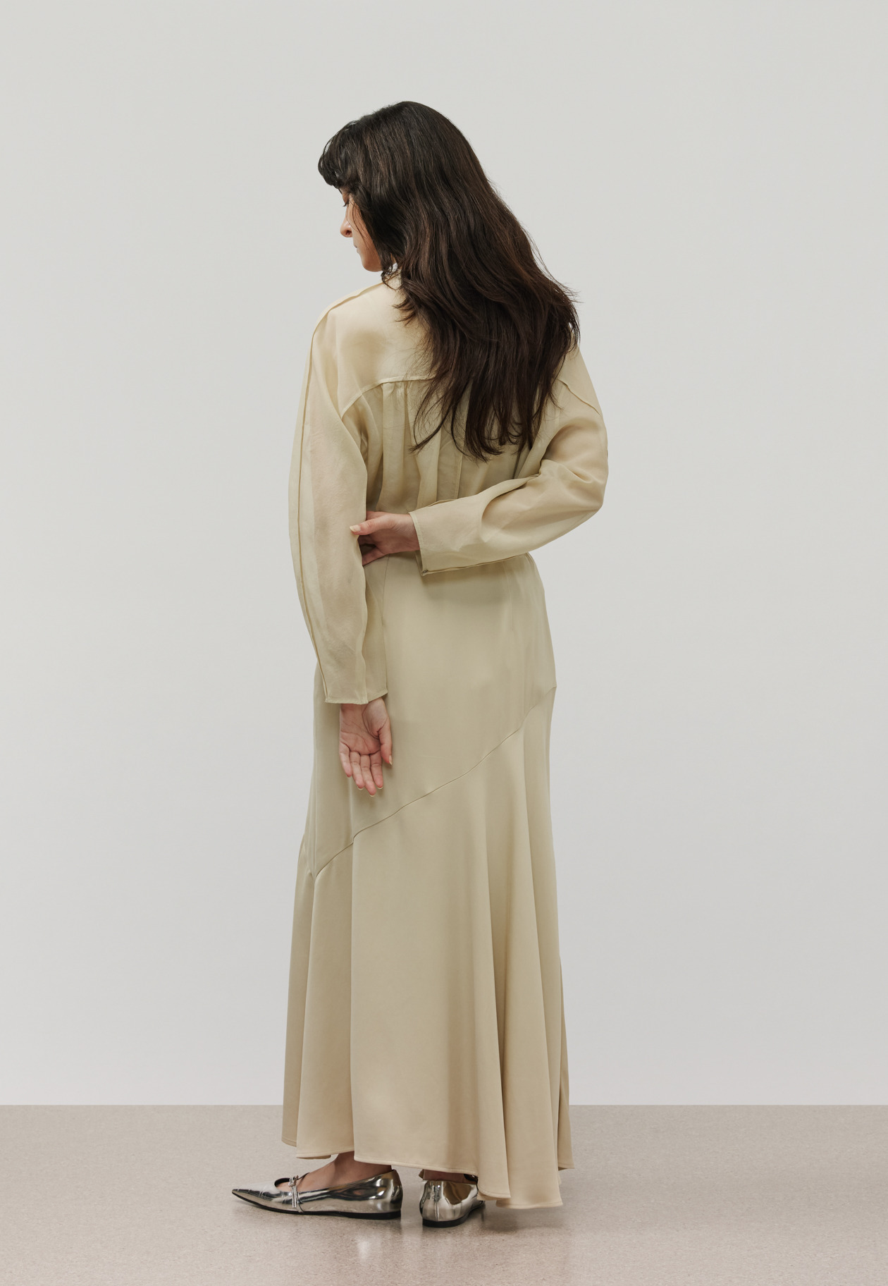CUPRA BIAS FLARED SKIRT / キュプラバイアスフレアスカート 詳細画像 Beige 4