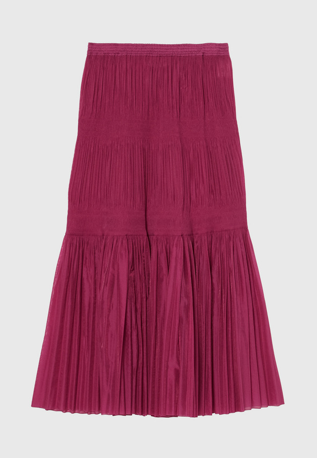 ORGANDY TIERED PLEATS SKIRT 詳細画像 Red 1