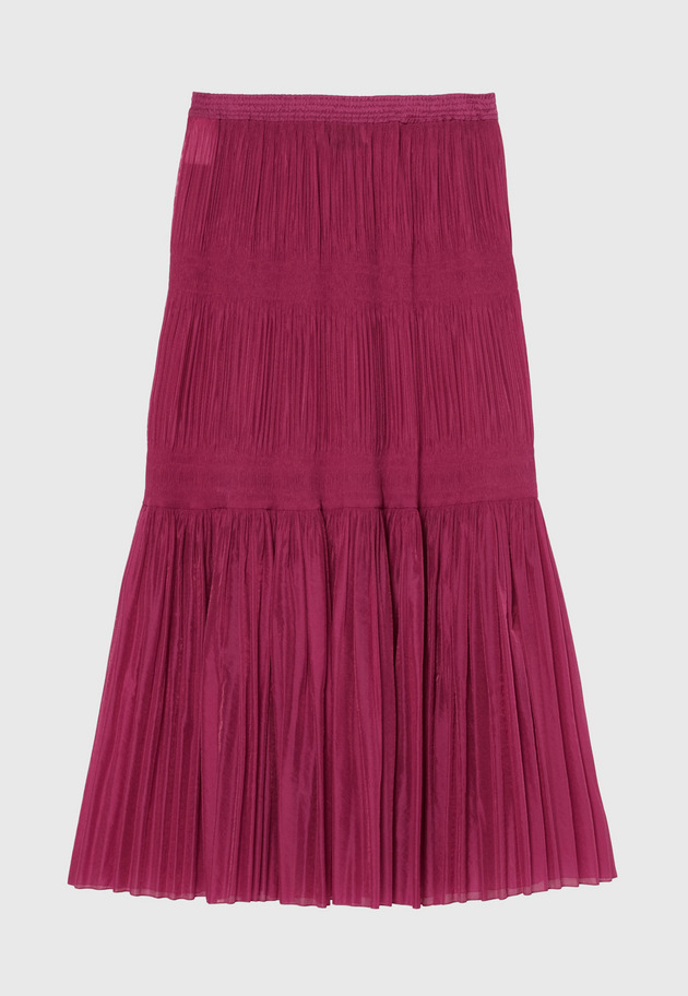 ORGANDY TIERED PLEATS SKIRT 詳細画像 Red 2