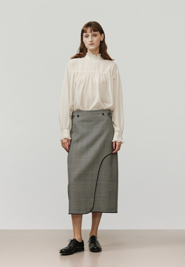 GLEN CHECK SKIRT / グレンチェックスカート 詳細画像 Gray 1