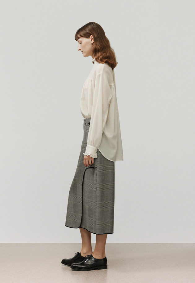 GLEN CHECK SKIRT / グレンチェックスカート 詳細画像 Gray 2