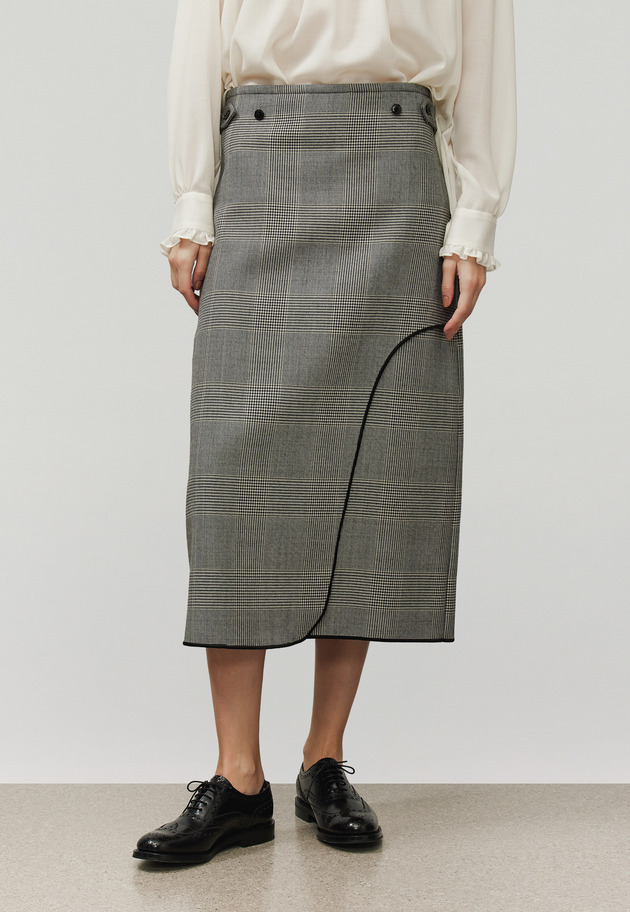 GLEN CHECK SKIRT / グレンチェックスカート 詳細画像 Gray 4