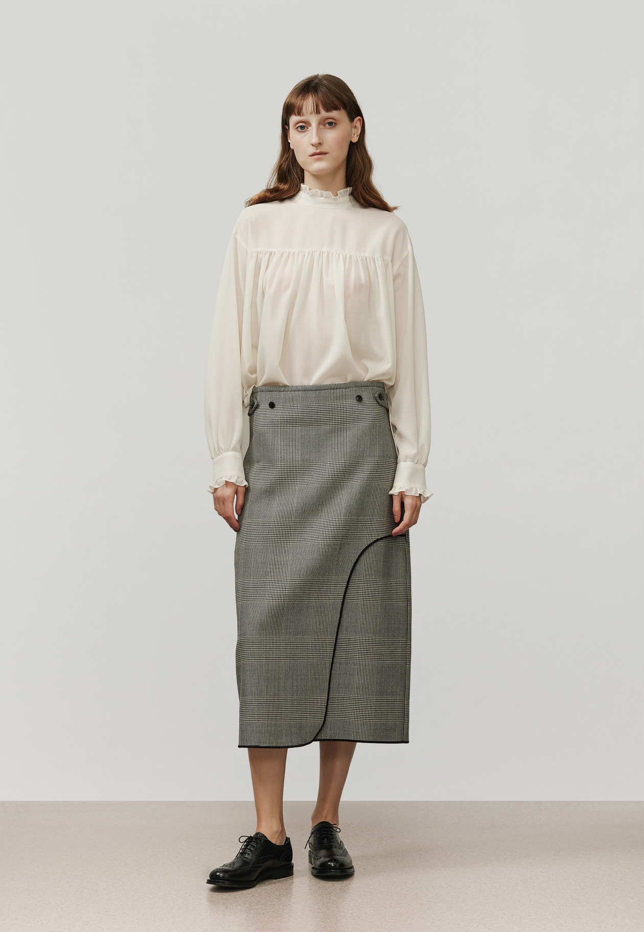 GLEN CHECK SKIRT / グレンチェックスカート 詳細画像 Gray 1