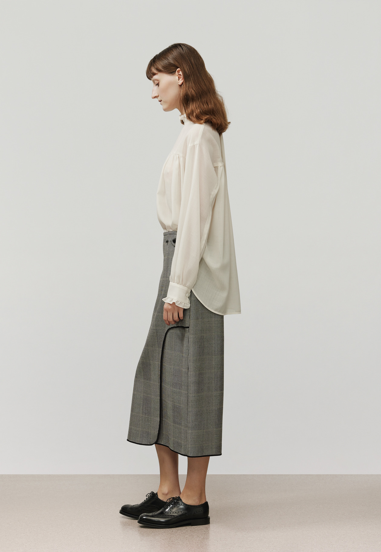 GLEN CHECK SKIRT / グレンチェックスカート 詳細画像 Gray 2