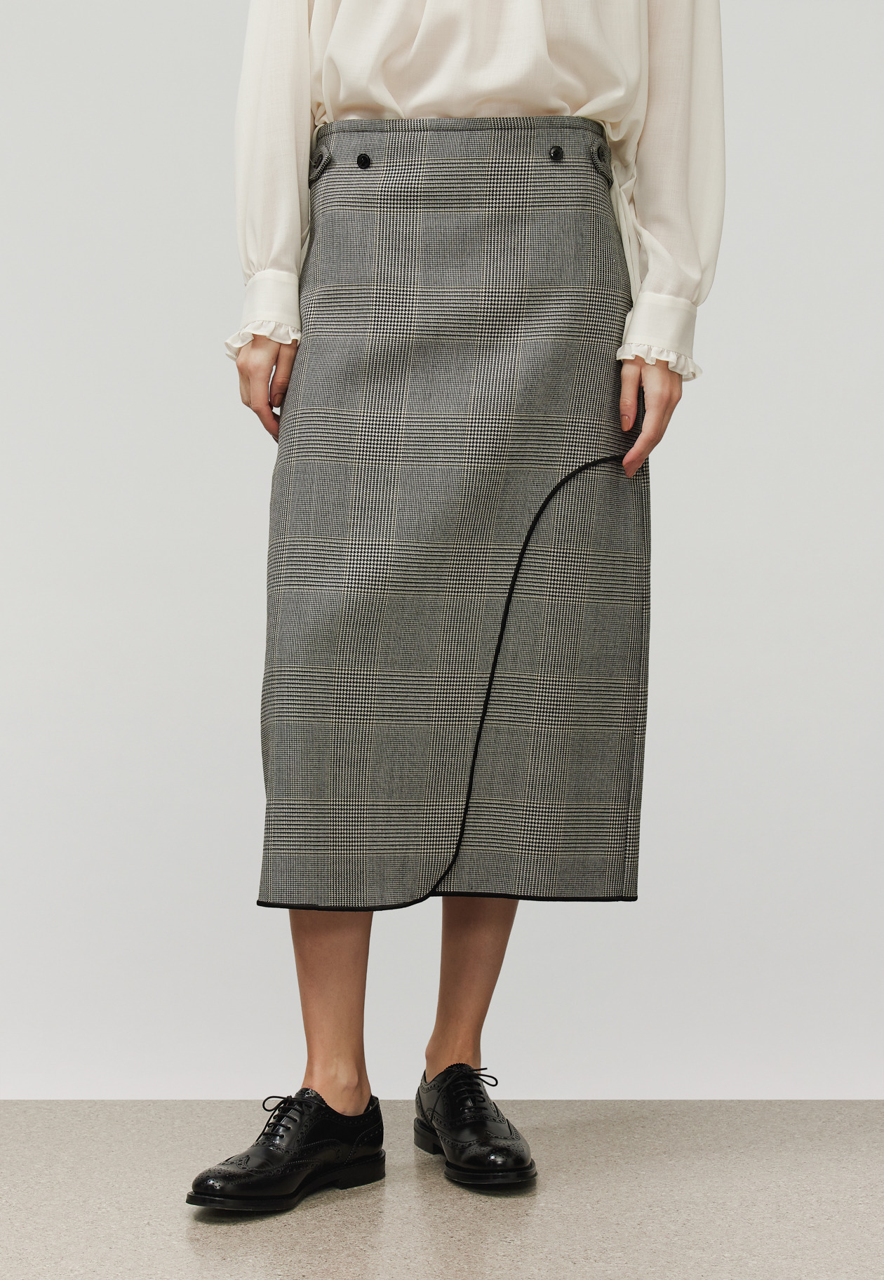 GLEN CHECK SKIRT / グレンチェックスカート 詳細画像 Gray 4