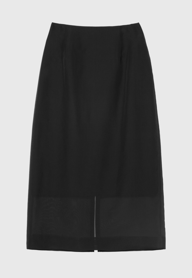 SILK ORGANDY SKIRT / シルクオーガンジースカート 詳細画像 Black 5