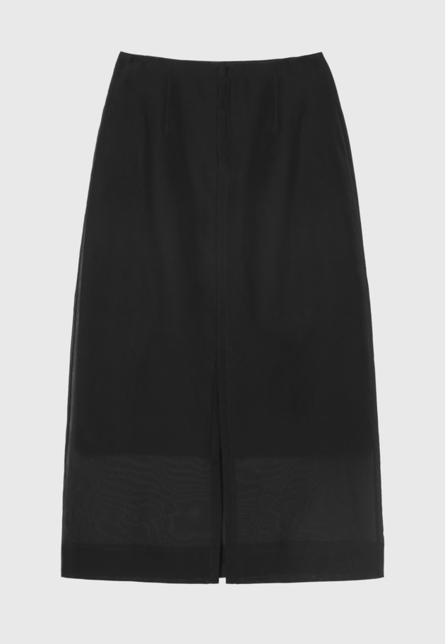 SILK ORGANDY SKIRT / シルクオーガンジースカート 詳細画像 Black 6