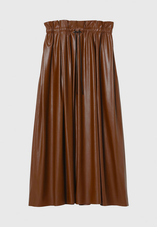FAUX LEATHER PLEATS SKIRT / フォーレザープリーツスカート