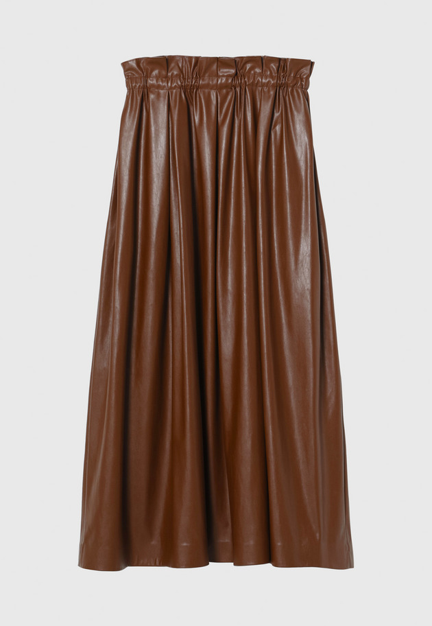 FAUX LEATHER PLEATS SKIRT / フォーレザープリーツスカート 詳細画像 Brown 2