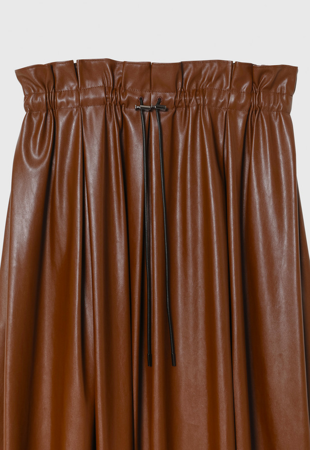 FAUX LEATHER PLEATS SKIRT / フォーレザープリーツスカート 詳細画像 Brown 3