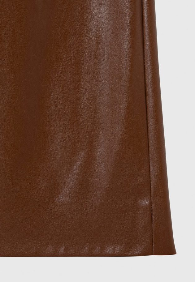 FAUX LEATHER PLEATS SKIRT / フォーレザープリーツスカート 詳細画像 Brown 5