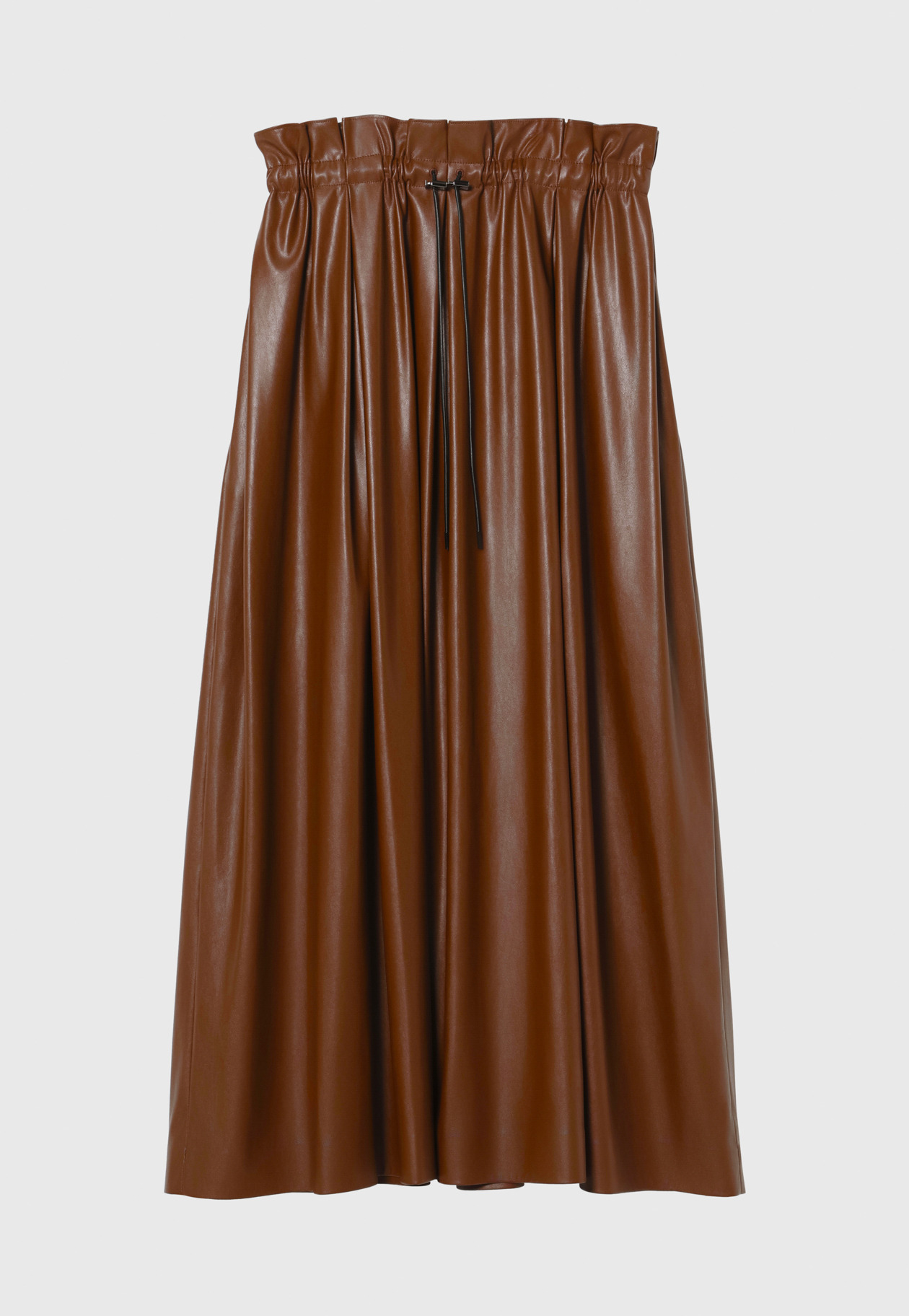 FAUX LEATHER PLEATS SKIRT / フォーレザープリーツスカート 詳細画像 Brown 1