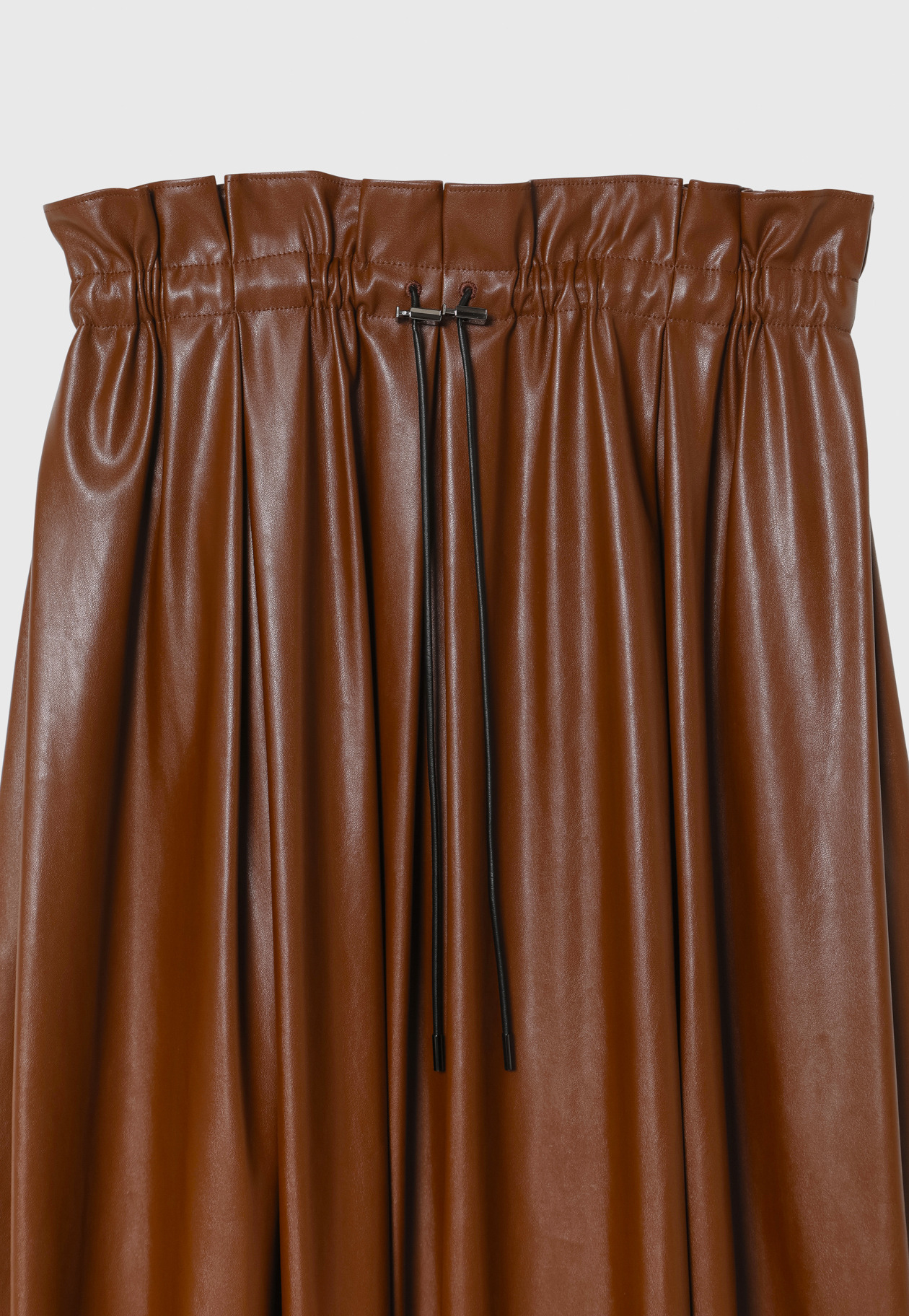 FAUX LEATHER PLEATS SKIRT / フォーレザープリーツスカート 詳細画像 Brown 3