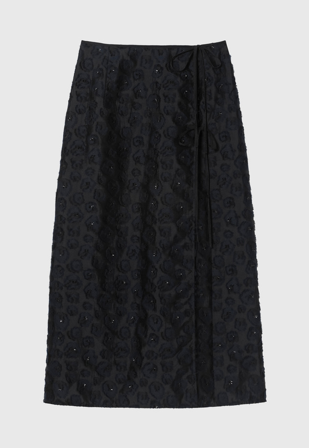 LAME FLOWER JACQUARD SKIRT / ラメフラワージャガードスカート 詳細画像 Black 1