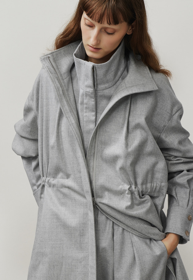 SAXONY STAND COLLAR SHIRT / サキソニースタンドカラーシャツ 詳細画像 Gray 8