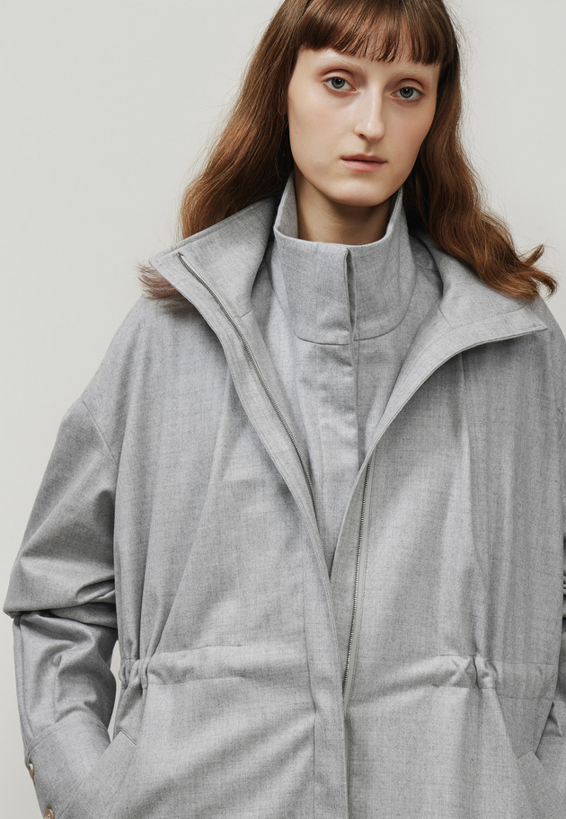 SAXONY STAND COLLAR SHIRT / サキソニースタンドカラーシャツ 詳細画像 Gray 9