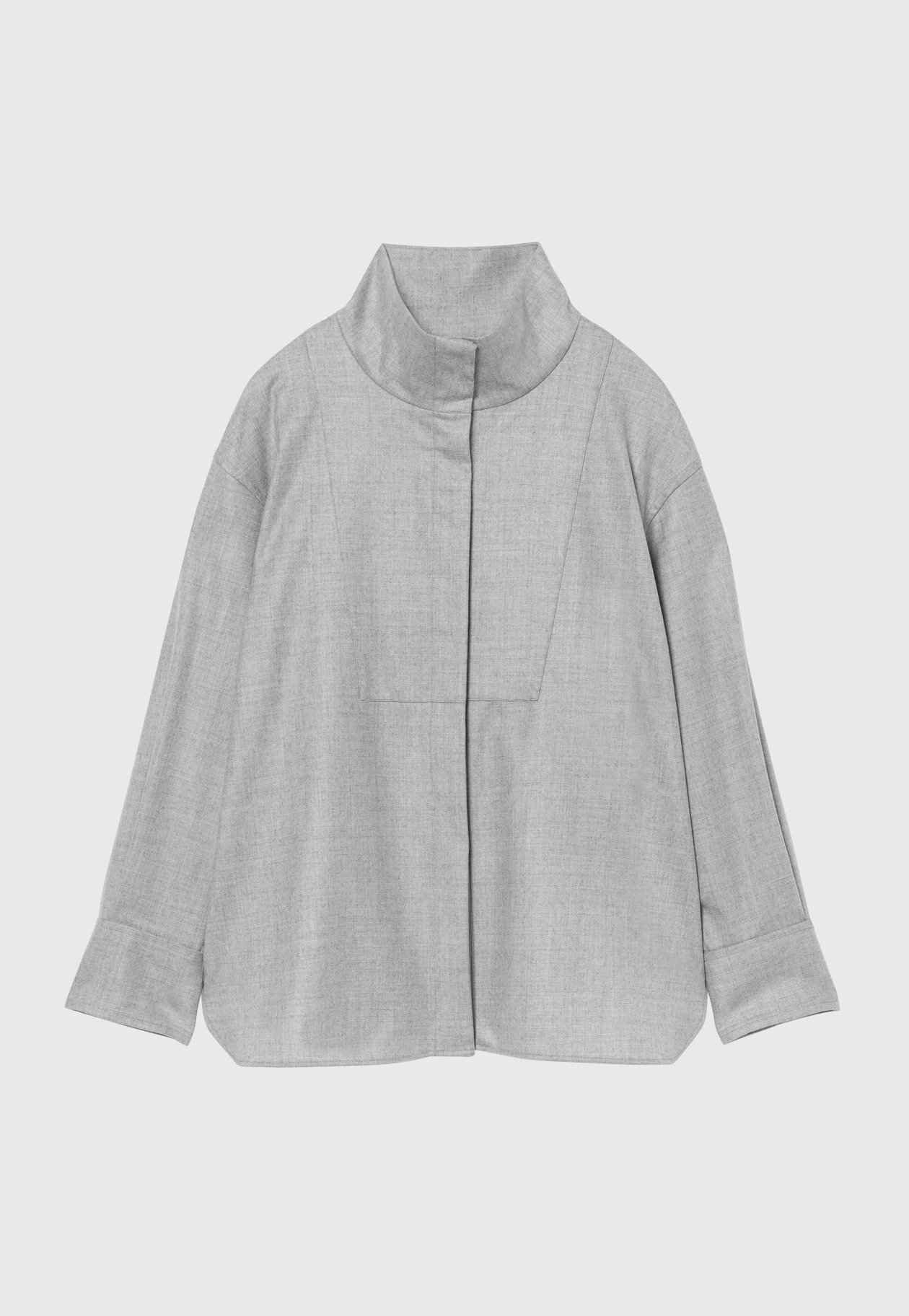 SAXONY STAND COLLAR SHIRT / サキソニースタンドカラーシャツ 詳細画像 Gray 1
