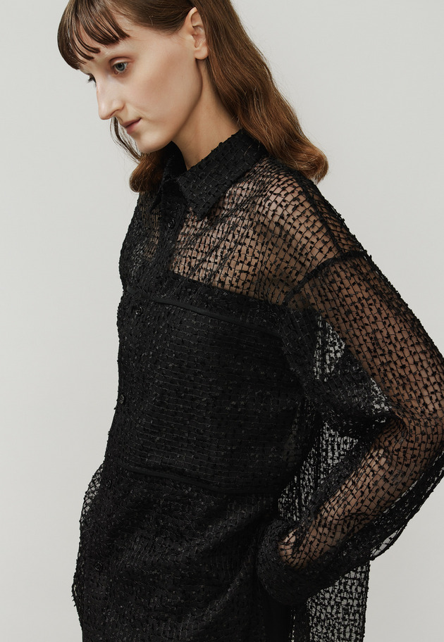 TULLE EMBROIDERY SHIRT 詳細画像 Black 5