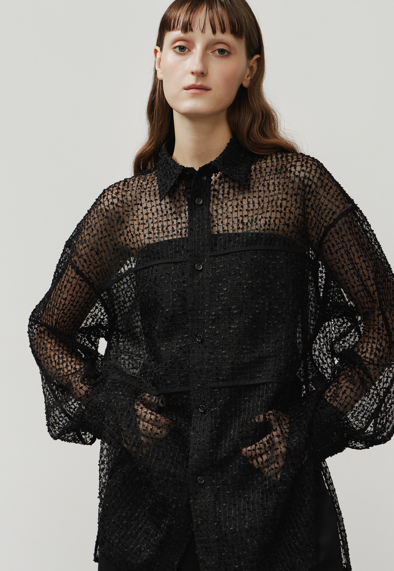 TULLE EMBROIDERY SHIRT 詳細画像 Black 4