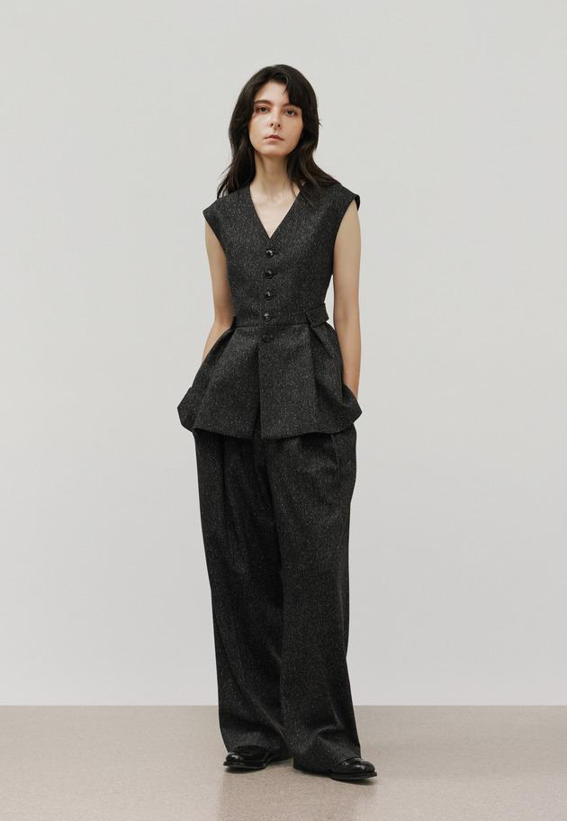 NEP WOOL GILET / ネップウールジレ 詳細画像 Black 1