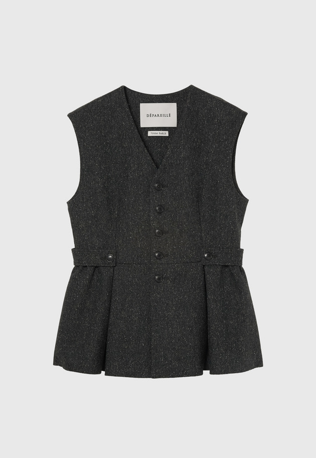 NEP WOOL GILET / ネップウールジレ 詳細画像 Black 4