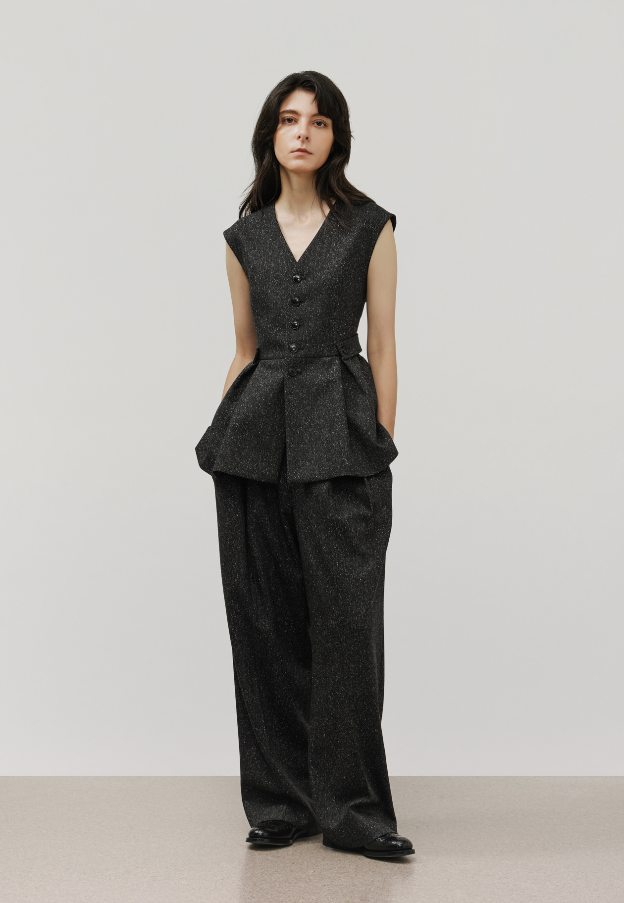 NEP WOOL GILET / ネップウールジレ 詳細画像 Black 1