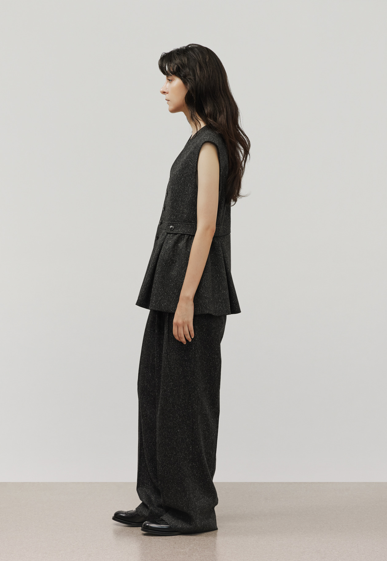 NEP WOOL GILET / ネップウールジレ 詳細画像 Black 2