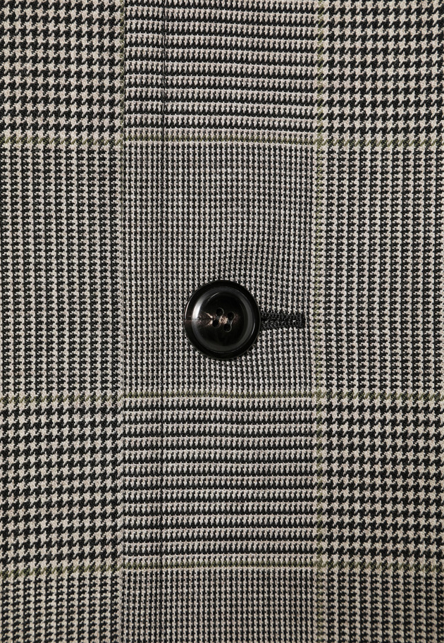 GLEN CHECK LEATHER COLLAR JACKET / グレンチェックレザーカラージャケット 詳細画像 Gray 13