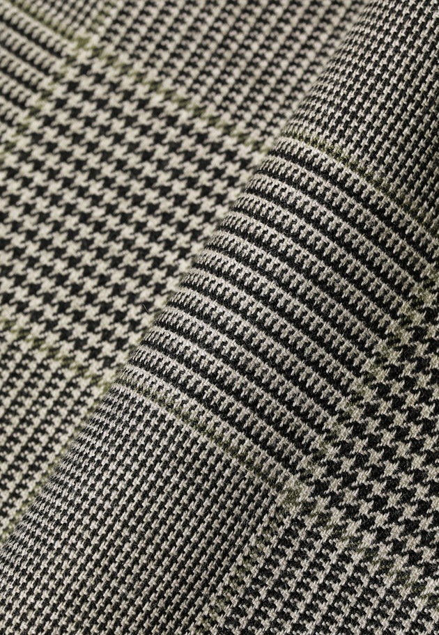 GLEN CHECK LEATHER COLLAR JACKET / グレンチェックレザーカラージャケット 詳細画像 Gray 14