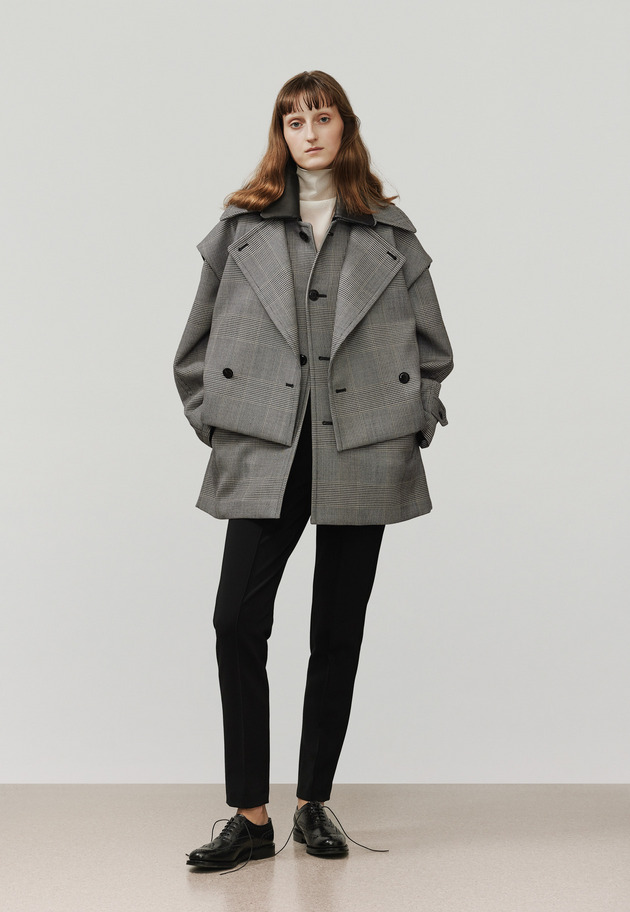 GLEN CHECK LEATHER COLLAR JACKET / グレンチェックレザーカラージャケット 詳細画像 Gray 4
