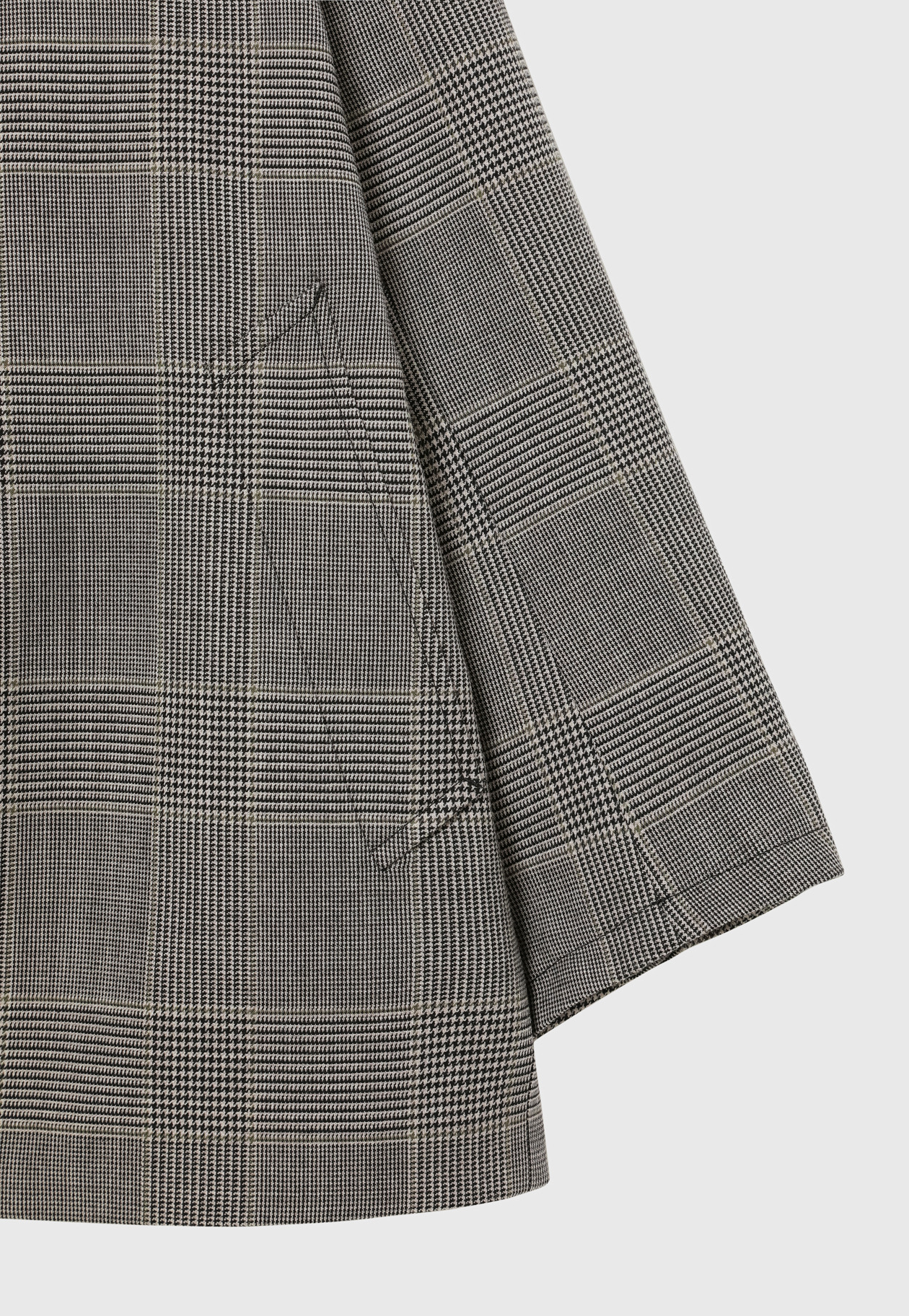 GLEN CHECK LEATHER COLLAR JACKET / グレンチェックレザーカラージャケット 詳細画像 Gray 11
