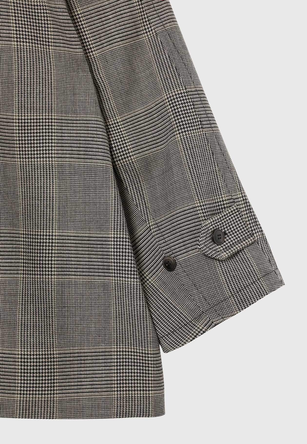 GLEN CHECK LEATHER COLLAR JACKET / グレンチェックレザーカラージャケット 詳細画像 Gray 12