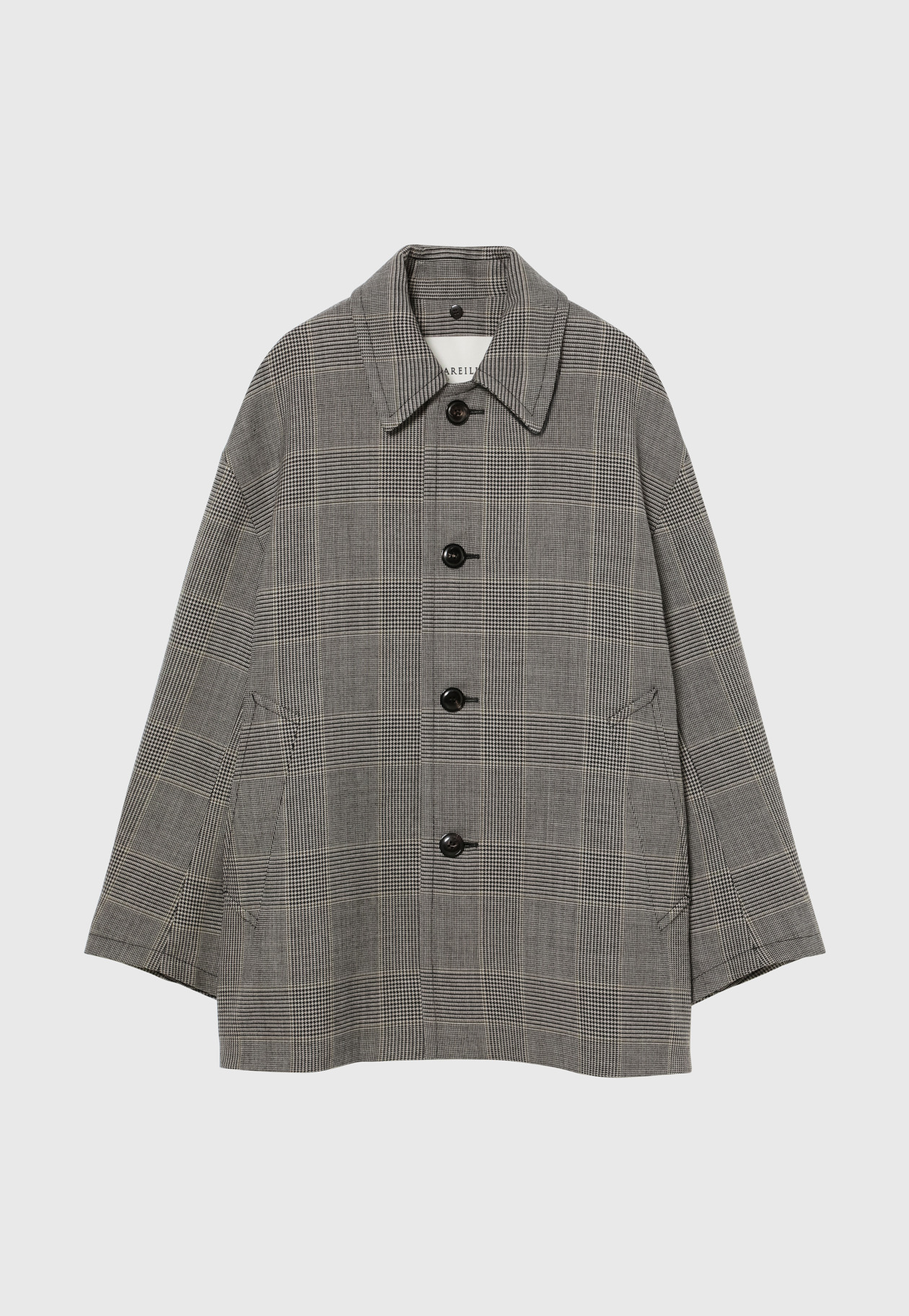 GLEN CHECK LEATHER COLLAR JACKET / グレンチェックレザーカラージャケット 詳細画像 Gray 9