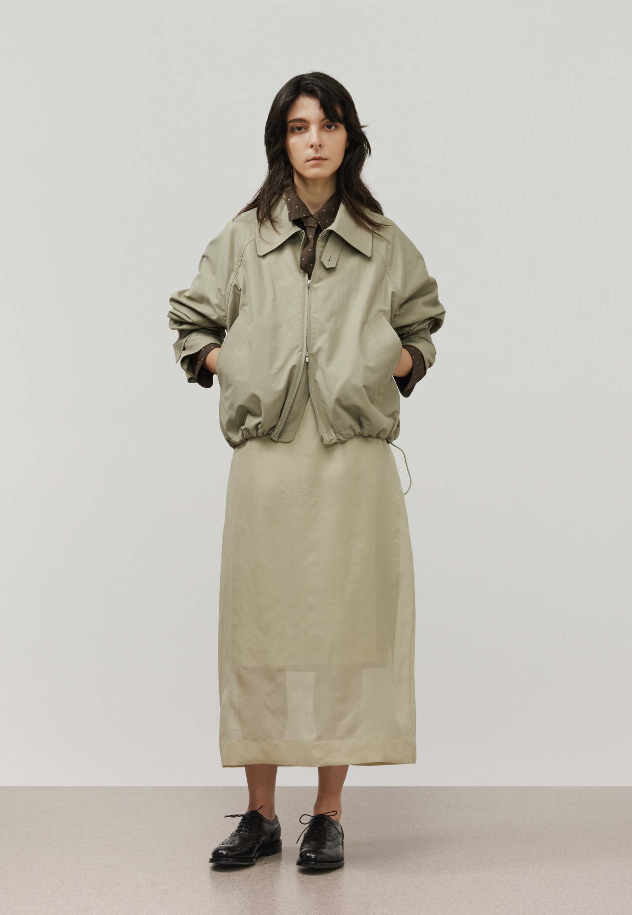 TAFFETA ZIP-UP BLOUSON / タフタジップアップブルゾン 詳細画像 Beige 1