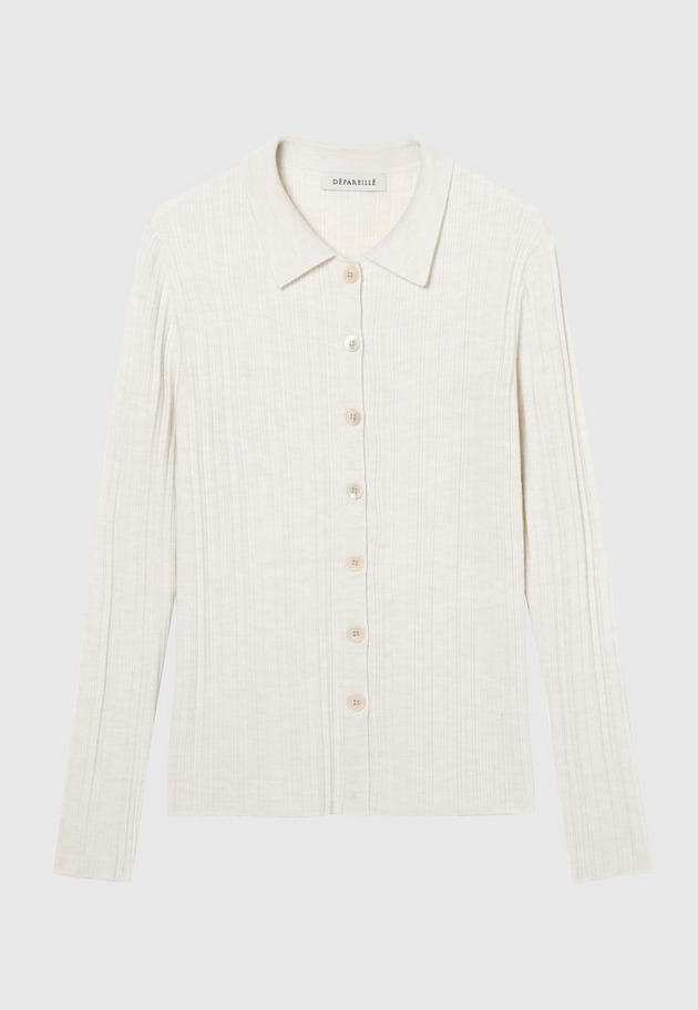 HIGH GAUGE RIB POLO CARDIGAN / ハイゲージリブポロカーディガン 詳細画像 OW 1