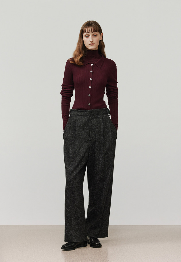 HIGH GAUGE RIB POLO CARDIGAN / ハイゲージリブポロカーディガン 詳細画像 Brd 1