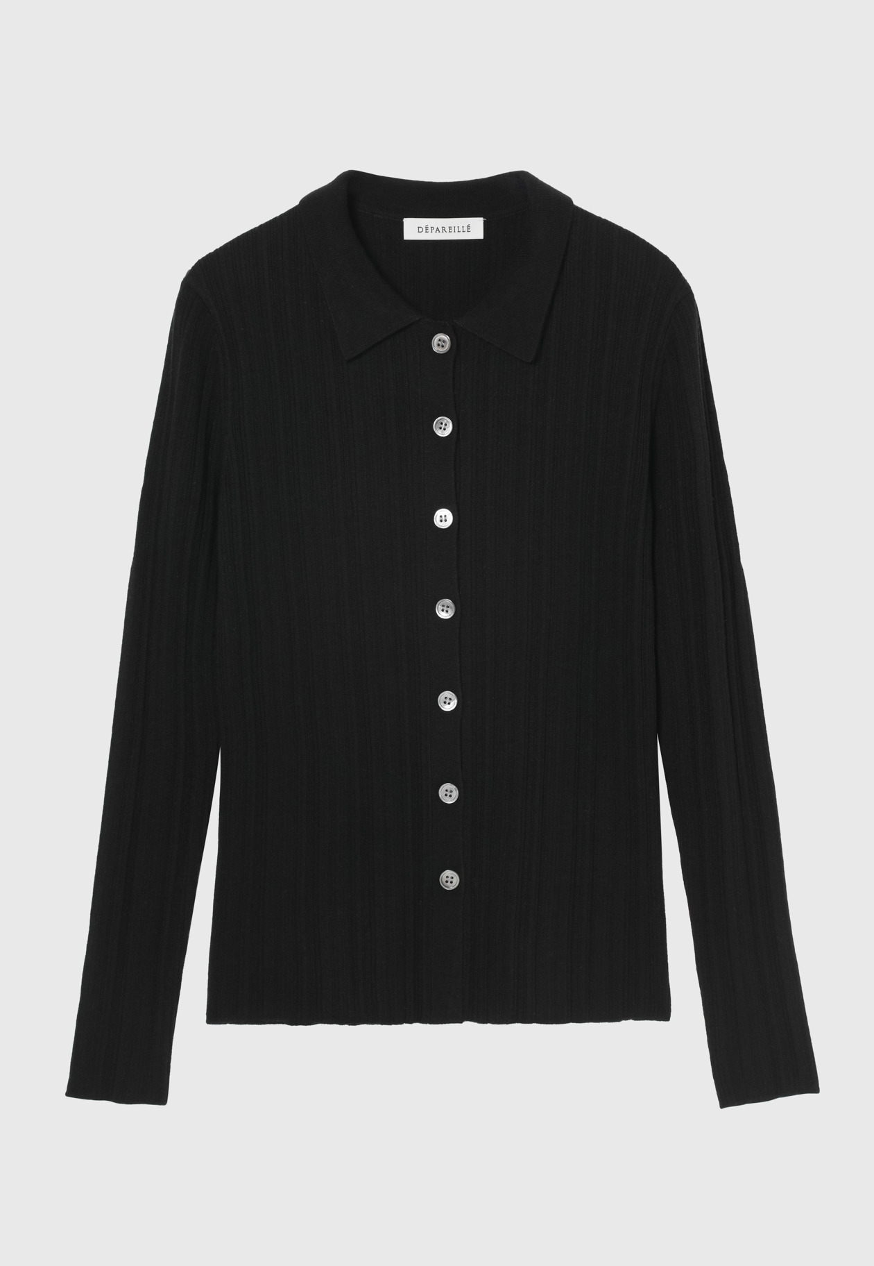 HIGH GAUGE RIB POLO CARDIGAN / ハイゲージリブポロカーディガン 詳細画像 Black 1