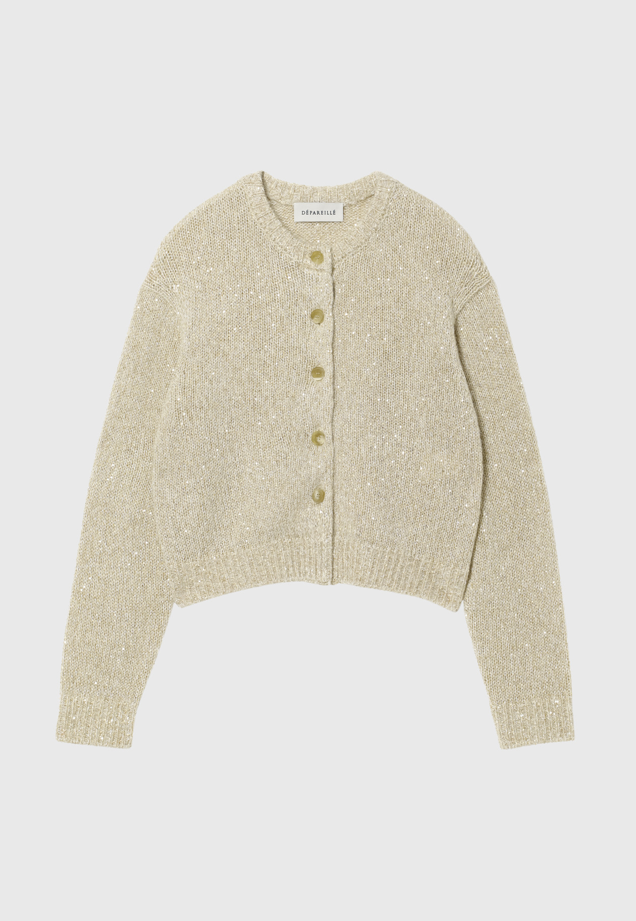 SEQUIN LOW GAUGE RIB CARDIGAN / シークインローゲージリブカーディガン 詳細画像 Beige 1
