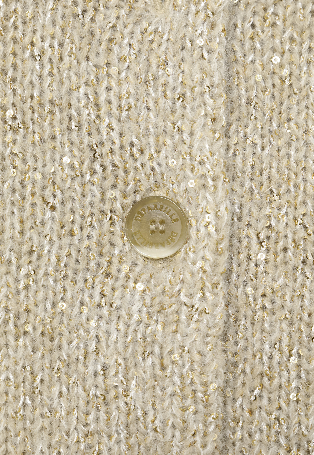 SEQUIN LOW GAUGE RIB CARDIGAN / シークインローゲージリブカーディガン 詳細画像 Beige 2