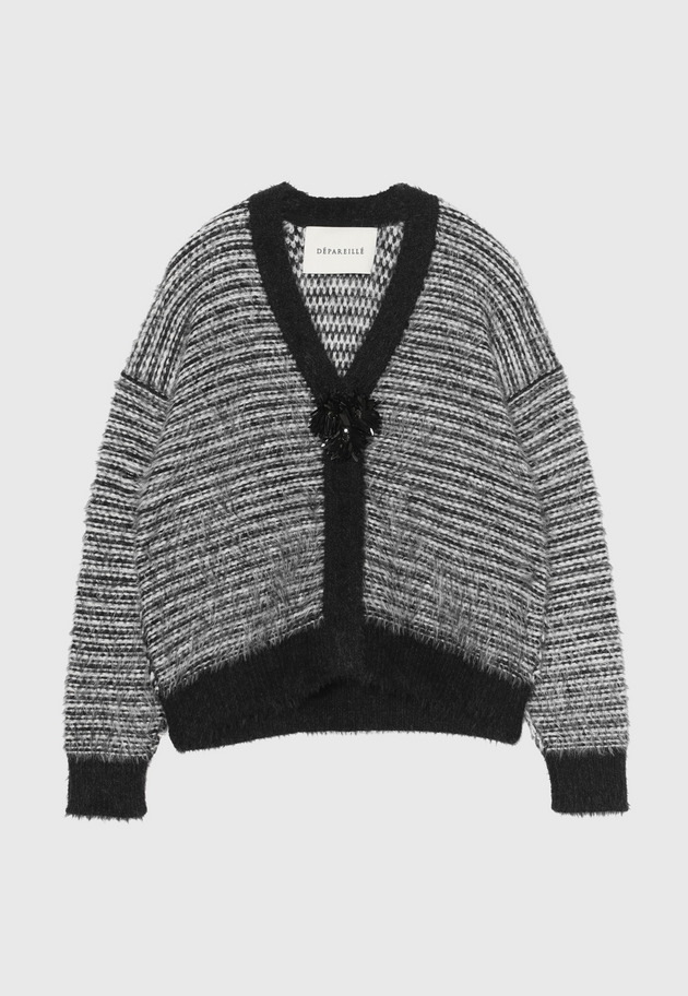 LOW GAUGE CORSAGE CARDIGAN / ローゲージコサージュカーディガン 詳細画像 Black 1