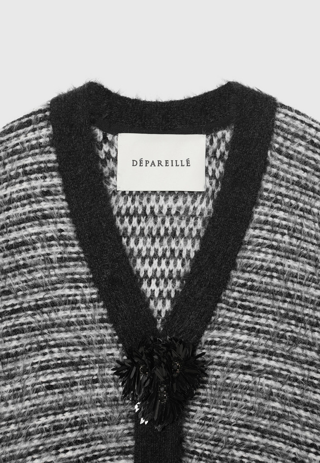 LOW GAUGE CORSAGE CARDIGAN / ローゲージコサージュカーディガン 詳細画像 Black 4