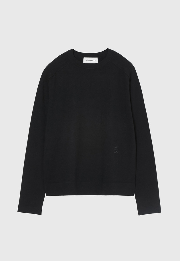 WASHABLE LOGO CREW NECK / ウォッシャブルロゴクルーネック 詳細画像 Black 1