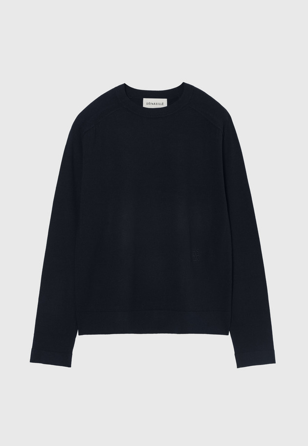 WASHABLE LOGO CREW NECK / ウォッシャブルロゴクルーネック 詳細画像 Navy 1