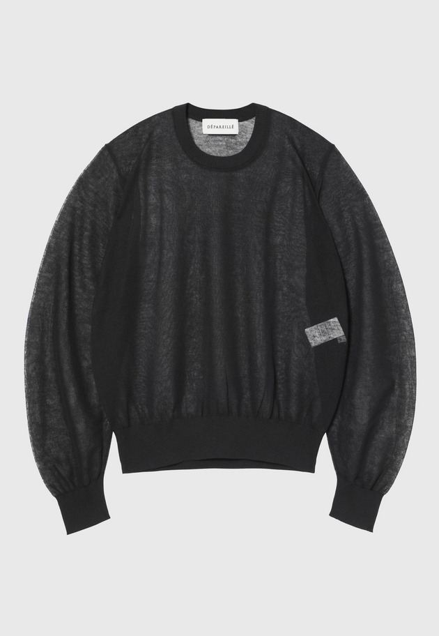 RAMIE SHEER CREW NECK / ラミーシアークルーネック 詳細画像 Black 1