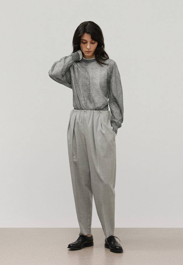 RAMIE SHEER CREW NECK / ラミーシアークルーネック 詳細画像 D.GY 1