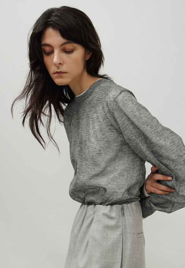RAMIE SHEER CREW NECK / ラミーシアークルーネック 詳細画像 D.GY 5