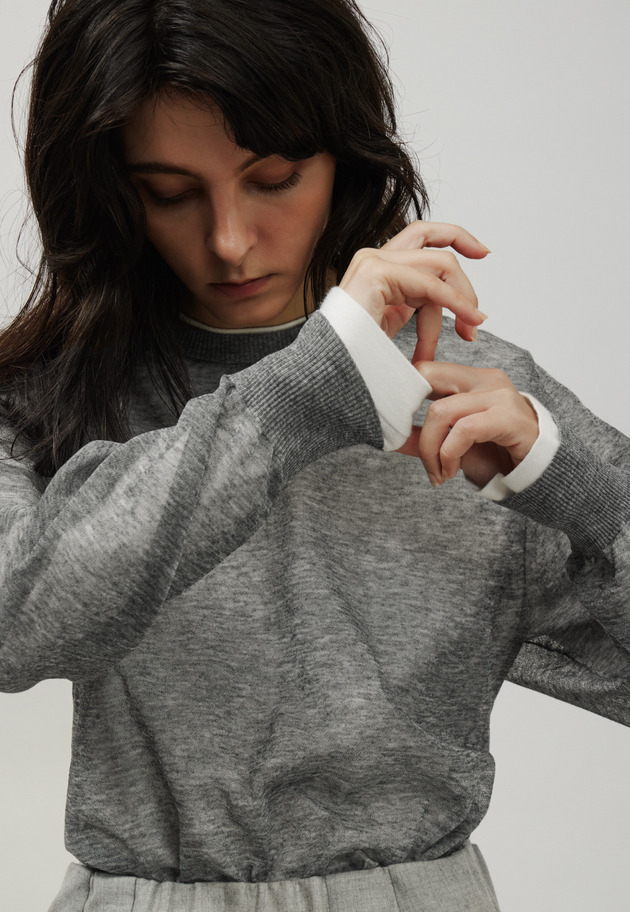 RAMIE SHEER CREW NECK / ラミーシアークルーネック 詳細画像 D.GY 6