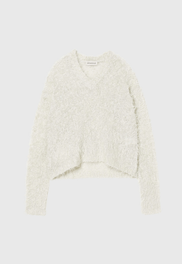 MOHAIR GLITTER SHAGGY V NECK / モヘヤグリッターシャギーVネック 詳細画像 OW 1
